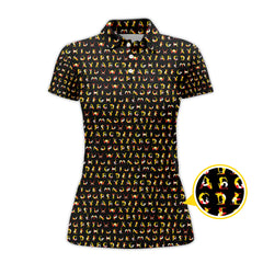 Maxcorners Humanoid Alphabet Pattern Golf Polos, Funny Golf Shirt , Golf Gift For Men's