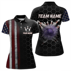 Maxcorners Custom American Bowling Polo Shirt Patriotic Bowling Jersey for Men Women