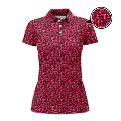 Maxcorners Funny Golf Pattern Polos, Pink Golf Shirt For Men, Golf Gift For Golfers