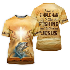 Maxcorners I Like Fishing And Believe In Jesus, Fishing UPF Shirts, Fisherman Gift, Fishing Shirts For Men