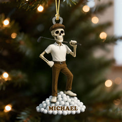 Maxcorners Funny Skeleton Male Golfer Acrylic Ornaments, Golf Christmas Gifts, Funny Golf Presents LM1611