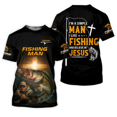 Maxcorners I Like Fishing And Believe In Jesus Shirts, SPF Long Sleeve Shirts, Fishing Shirts For Men, Fisherman Gift