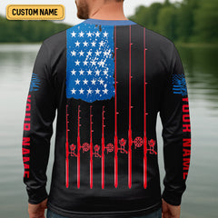 Maxcorners Largemouth Bass Fishing Patriotic Fishing Shirt, SPF Shirt For Men, Presents For Fishermen