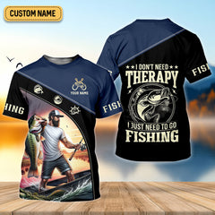 Maxcorners Fishing Shirts, I Don't Need Therapy I Just Need To Go Fishing, SPF Long Sleeve Shirts, Fishing Shirts For Men