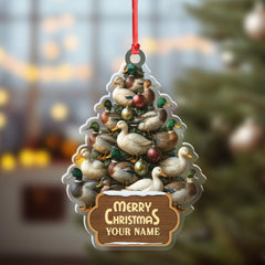 Maxcorners Funny Duck Christmas Tree Acrylic Ornament – Personalized Hunting Gift, Mallard Duck Lover Decoration, Rustic Country Holiday Decor
