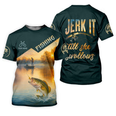 Maxcorners Jerk It Till She Swallows Fishing UV Shirts, Fish Shirt Funny, Fishing Jersey, Fishing Shirts For Men