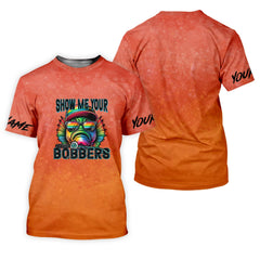 Maxcorners Show Me Your Bobbers Shirt, Orange Neon Men Fishing Shirt, Funny Fishing Shirt, SPF Shirt