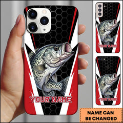 Maxcorners Crappie Honeycomb Pattern Red White Sport Design Personalized Name Phone Case