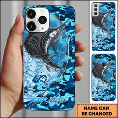 Maxcorners Marlin Fishing Phone Case Fishing Camo Phone Case Personalized Name