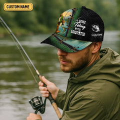 Maxcorners Bigfoot Fishing Hat, Fishing Trucker Hat, Fishing Cap For Men, Fishing Gifts For Dad