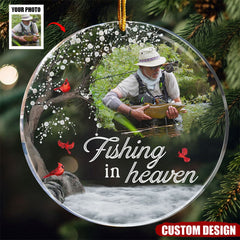 Maxcorners Fishing In Heaven - Memorial Personalized Acrylic Photo Ornament