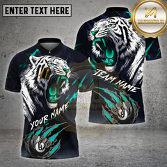 Maxcorners Billiard Shirt White Tiger Claw Slash Design Multi Options Personalized Name, Team Name 3D Shirt