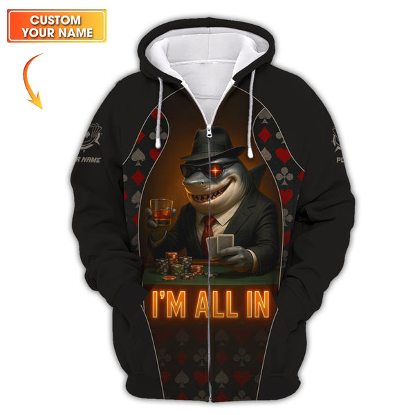 Poker Shark I'm All In Poker T-Shirts, Poker Shirt For Men, Gifts For Poker Lovers