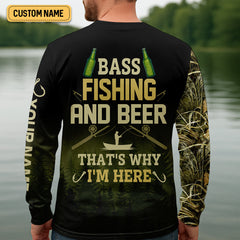 Maxcorners Bass Fishing And Beer That's Why I'm Here Camouflage Fishing Shirts, Funny Fishing Shirt, SPF Shirt For Men