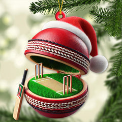 Maxcorners Custom Name Cricket Ball Ornament, Christmas Gift for Cricket Ball Lover 2D Flat LM2111