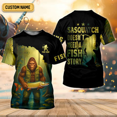 Maxcorners Sasquatch Doesn't Need A Fish Story Funny Fishing Shirt SPF Shirt For Men, Funny Fishing Shirt, Fishing Shirts For Men