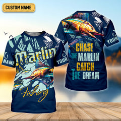 Maxcorners Marlin Fishing, Chase The Marlin - Catch The Dream SPF Shirts, Fishing Shirts For Men, Fisherman Gift