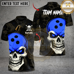 Maxcorners Bowling Skull Ball Multicolor Customized Name, Team Name 3D Shirts