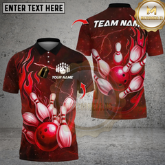 Maxcorners Flame Thunder Bowling Multicolor Customized Name, Team Name 3D Shirts