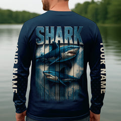 Maxcorners Shark Performance Fishing Shirts, Custom Fishing Shirts, Fishing UPF Shirts, Men's Fishing Shirt