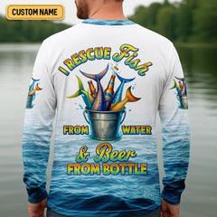 Maxcorners I Rescue Fish From Water And Beer From Bottle Fishing UPF Shirts, Fishing Gifts For Men, Men's Fishing Shirt