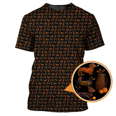 Maxcorners Halloween Golf Shirt, Funny Pattern Golf Shirt, Dachshund Golf Shirt For Men