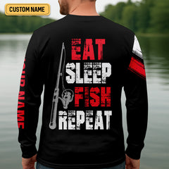 Maxcorners Eat Sleep Fish Repeat Water Splash Fishing UPF Shirts, Fisherman Gift, Fishing Shirts For Men