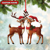 Maxcorners Personalized Couple Reindeer Acrylic Ornament - Cute Custom Deer Christmas Tree Gift for Couples LM0411