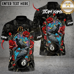 Maxcorners Billiard Raven Rose 8-Ball Personalized Name 3D Unisex Shirt