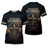Maxcorners Jesus Said Go Fishing SPF Long Sleeve Shirts, Jesus Fishing Shirt, Fishing Shirts For Men, Fisherman Gift