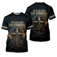 Maxcorners Jesus Said Go Fishing SPF Long Sleeve Shirts, Jesus Fishing Shirt, Fishing Shirts For Men, Fisherman Gift