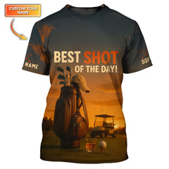 Maxcorners Best Shot Of The Day Golf Shirt, Funny Golf & Whiskey Polos For Men, Custom Name Golf Shirts
