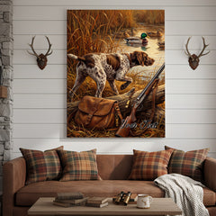 Maxcorners Hunting Dogs In Marsh Watching Ducks Fly Personalized Name Canvas