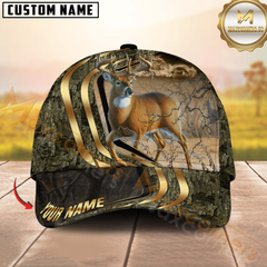 Maxcorners Elegant Deer With Gold Lines Camo Multicolor Option Personalized 3D Cap