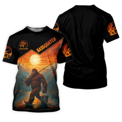 Maxcorners Bassquatch Bigfoot Fishing SPF Long Sleeve Shirts, Fishing Shirts For Men, Funny Fishing Shirt, Fisherman Gift