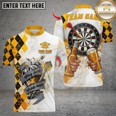 Maxcorners Personalized Name Dart Polo Shirt, Player Darts Drink Beer Design ,Custom Team Shirt for Men, Gift for Darts Players