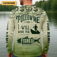Maxcorners I Will Make You Fishers Of Men Camouflage Fishing Shirts, Fishing UPF Shirts, Christian Fishing Shirts For Men