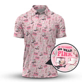 Maxcorners We Wear Pink In October Shirt For Golfer, Pattern Golf Shirt, Breast Cancer Golf Shirt For Women