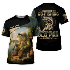 Maxcorners I Just Want To Go Fishing And Ignore Old Man Problem SPF Shirts, Fishing Shirts For Men, Fisherman Gift