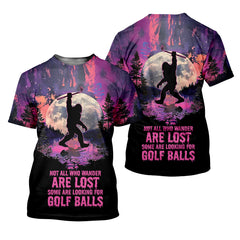 Maxcorners Not All Who Wander Are Lost Bigfoot Custom Men's Golf Polo Shirt, Funny Golf Shirt, Gift For Golfers