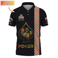 Maxcorners Custom Poker Shirt, Black Casino Chip Tee Spade Table Card Game Design Poker T ShirtLM1009