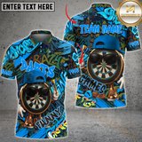 Maxcorners Darts Funny Graffiti Cool Aim Crew Multicolor Customized Name, Team Name 3D Polo Shirt