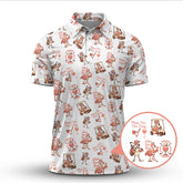 Maxcorners Flamingo Golf Shirt For Golfers, Funny Womens Golf Polos, Pattern Ladies Golf Shirt