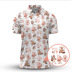 Maxcorners Flamingo Golf Shirt For Golfers, Funny Womens Golf Polos, Pattern Ladies Golf Shirt