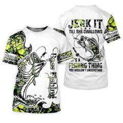 Maxcorners Jerk It Till She Swallow, Fishing Thing Hooded UPF Shirt, Funny Fishing Shirt, Fishing Shirt For Men