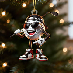 Maxcorners Custom Name Cool Golf Ball Acrylic Ornament, Christmas Golf Gift, Golf Xmas Ornaments, Cool Golf Gift LM1611