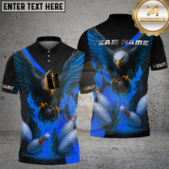 Maxcorners Bowling Shirt American Bald Eagle Bowling Ball Multioptions Personalized Name, Team Name Unisex 3D Shirt (4 Colors)