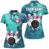 Maxcorners Bowling And Pins Team League Multicolor Option Customized Name 3D Shirt For Women