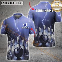 Maxcorners Lightning Strike Bowling Jersey Multicolor Option Personalized Name, Team Name 3D Polo Shirt
