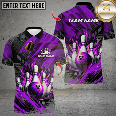 Maxcorners Bowling Flame Pins Multioptions Personalized Name, Team Name Unisex 3D Shirts